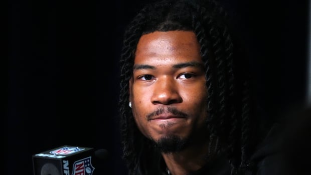 Alabama Crimson Tide wide receiver John Metchie during the NFL Combine at the Indiana Convention Center.